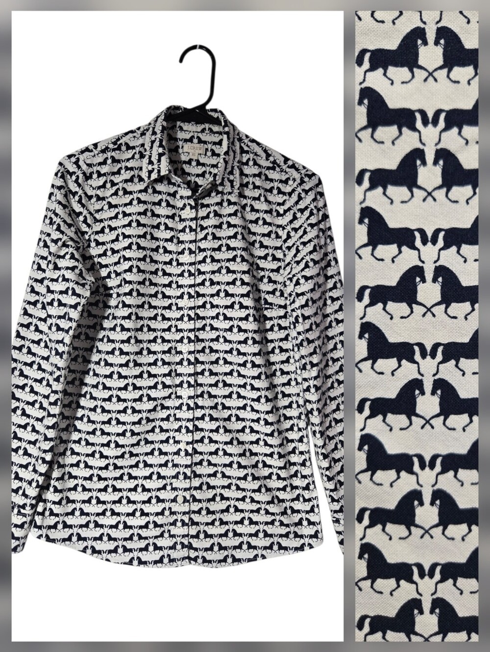 J. Crew Factory‎ Black and White Button-Down Shirt with Horse Print